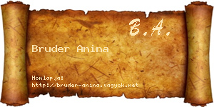 Bruder Anina névjegykártya